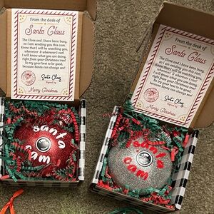 Santa Cam Christmas Ornament red or silver $12 each or 2 for $20